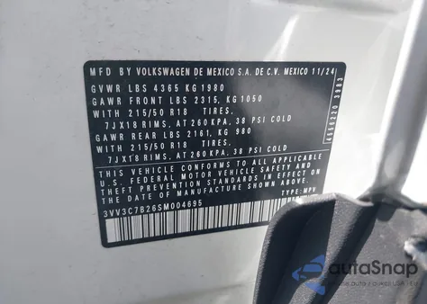 2025 Volkswagen Taos 1.5T Se Black from USA, damaged, VIN 3VV3C7B26SM004695